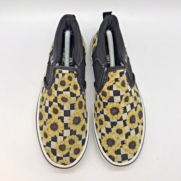 VANS Asher Sunflower Checkerboard Slip On Sneakers Women’s Missy 6 Skate Shoes - Picture 5 of 10